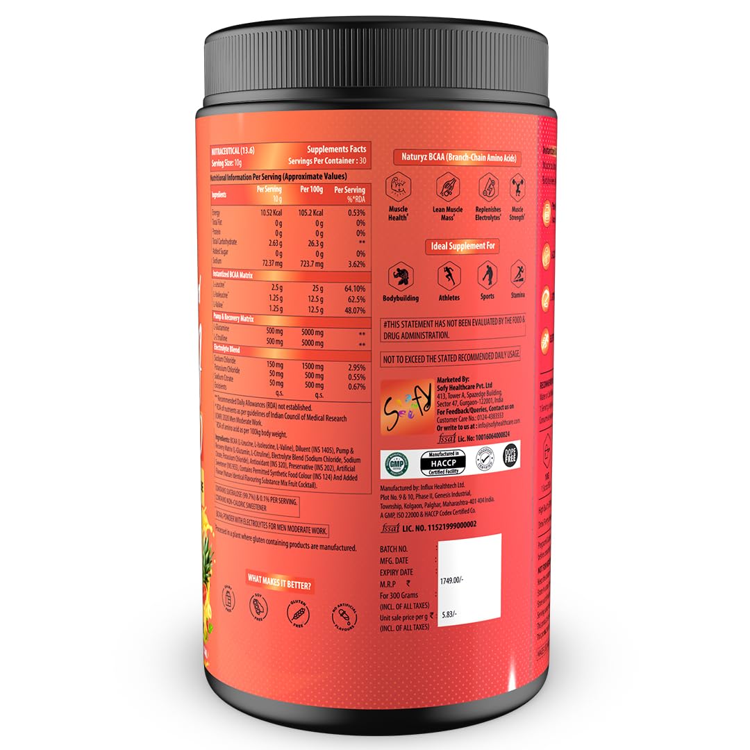 Supplement container with red label and black lid on a white background