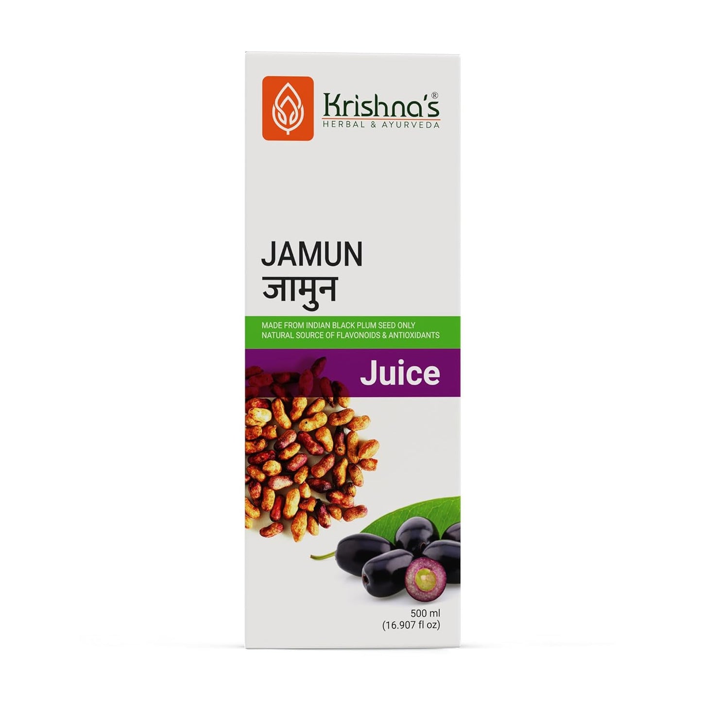 KRISHNA'S HERBAL & AYURVEDA Jamun Juice-500 Ml|(Pack Of 1)|Ayurvedic Way To Manage Blood Sugar|Good For Metabolic&Digestive Health