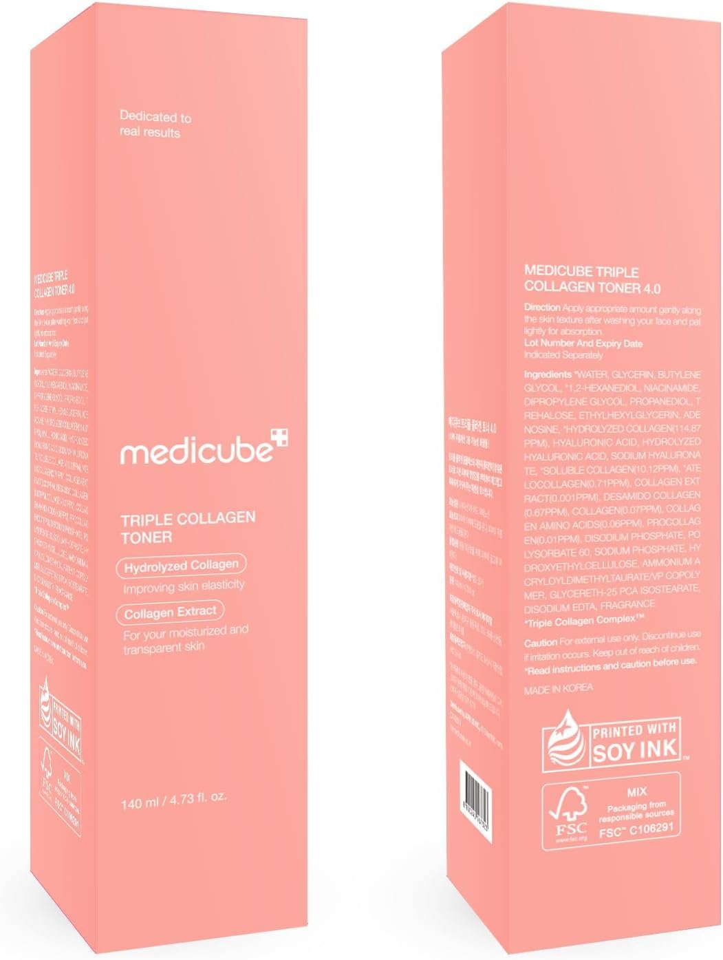 Medicube Triple Collagen Toner - Hydrolyzed, Atelo, & Soluble Collagen for Deep Hydration & Plump Skin - Fast-Absorbing Formula for All-Day Suppleness | 140ml