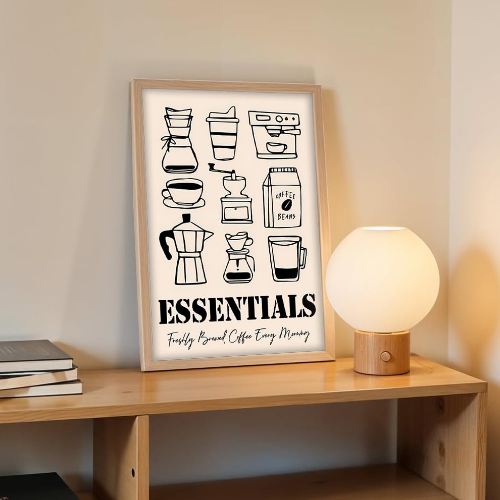 Framed Food Wall Art for Kitchen, Restaurant & Cafe Decor, 300 GSM Art Print, Natural Synthetic Wood Frame, Illustration, ART-7, 10x13 Inches