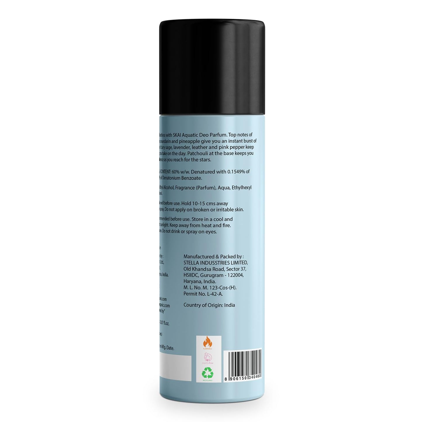 Back label of a deodorant stick on a white background