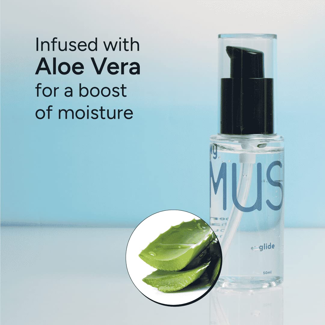 MYMUSE Glide Aloe Water Based Lube 50 ml, Jelly for Men & Women | Natural Ingredients | Non-Sticky and Stain-Free | pH Balanced