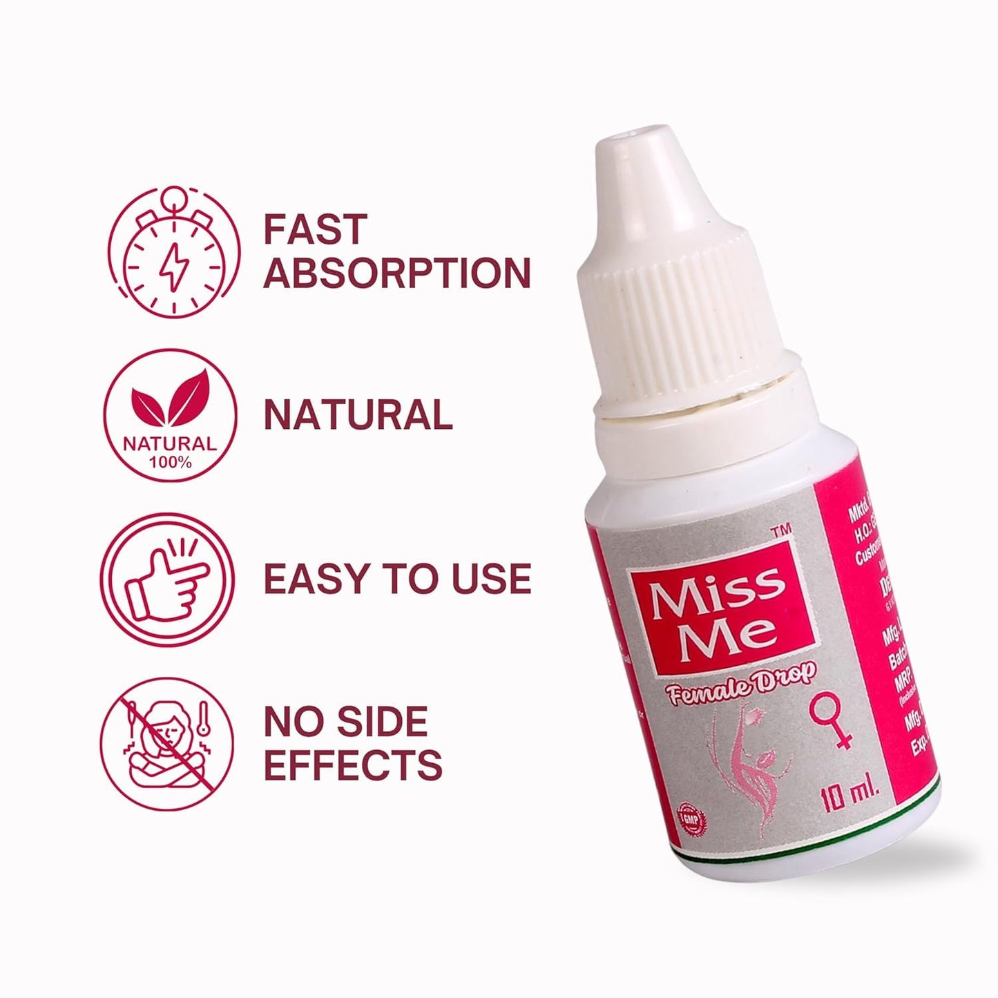 READYGIRL Miss Me Ayurvedic Drop for Female (10ml) | With Shatavari | Colourless & Flavourless Herbal Supplement | Can Be Mixed with Juice, Water, or Milk | 4–5 Drops Twice Daily