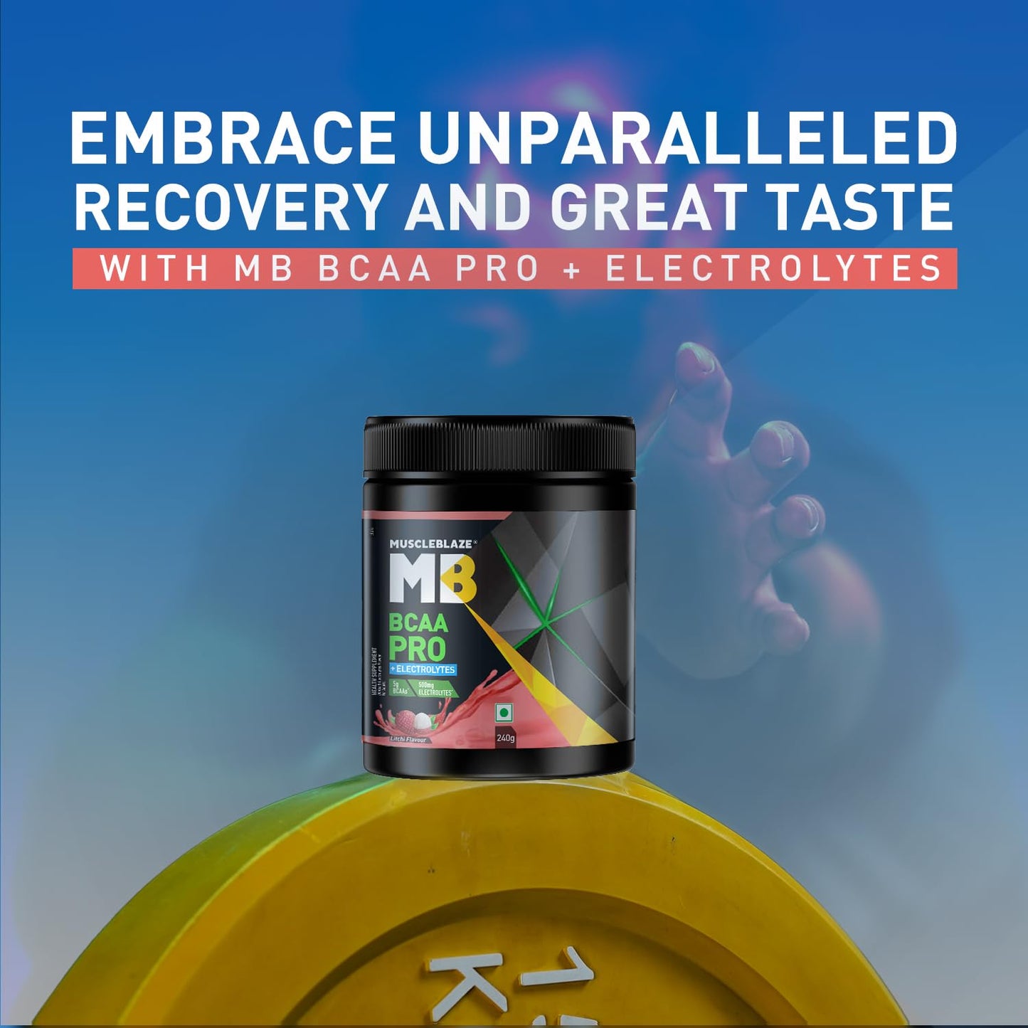 MuscleBlaze BCAA Pro Powder, Powerful Intra Workout (Litchi, 240g, 30 Servings) | With 5g BCAAs & 500mg Electrolytes