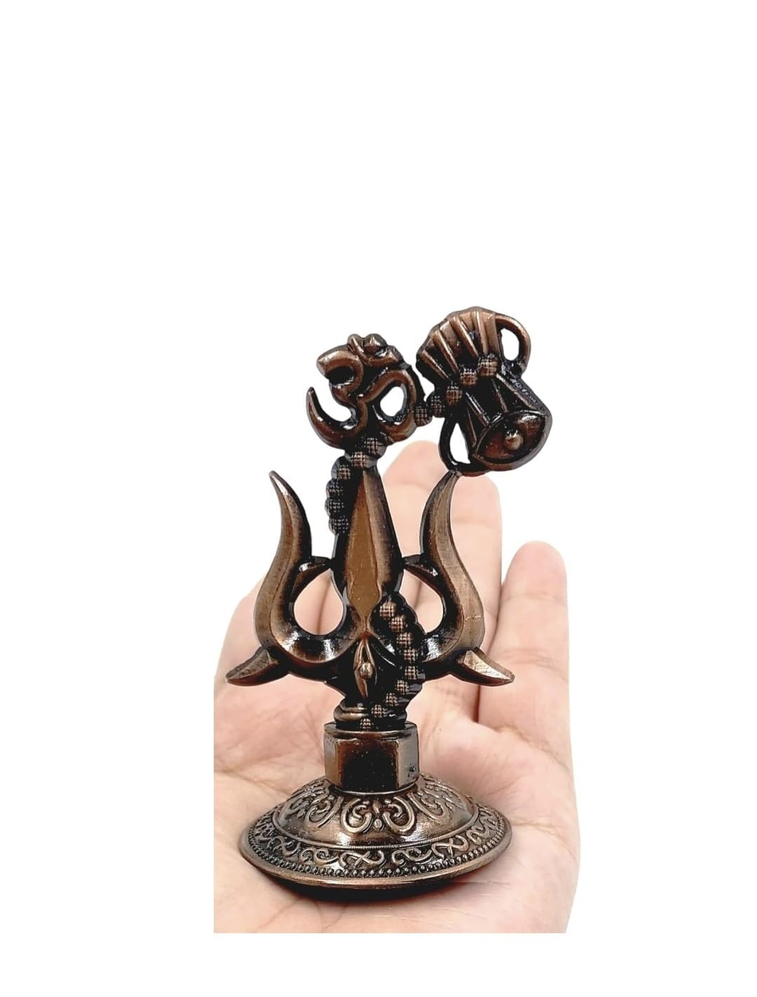 SriMaa Ventures Sacred Lord Shiva Metal Trishul with Damru Om Symbol with Double Sided Tape, for car Dashboard