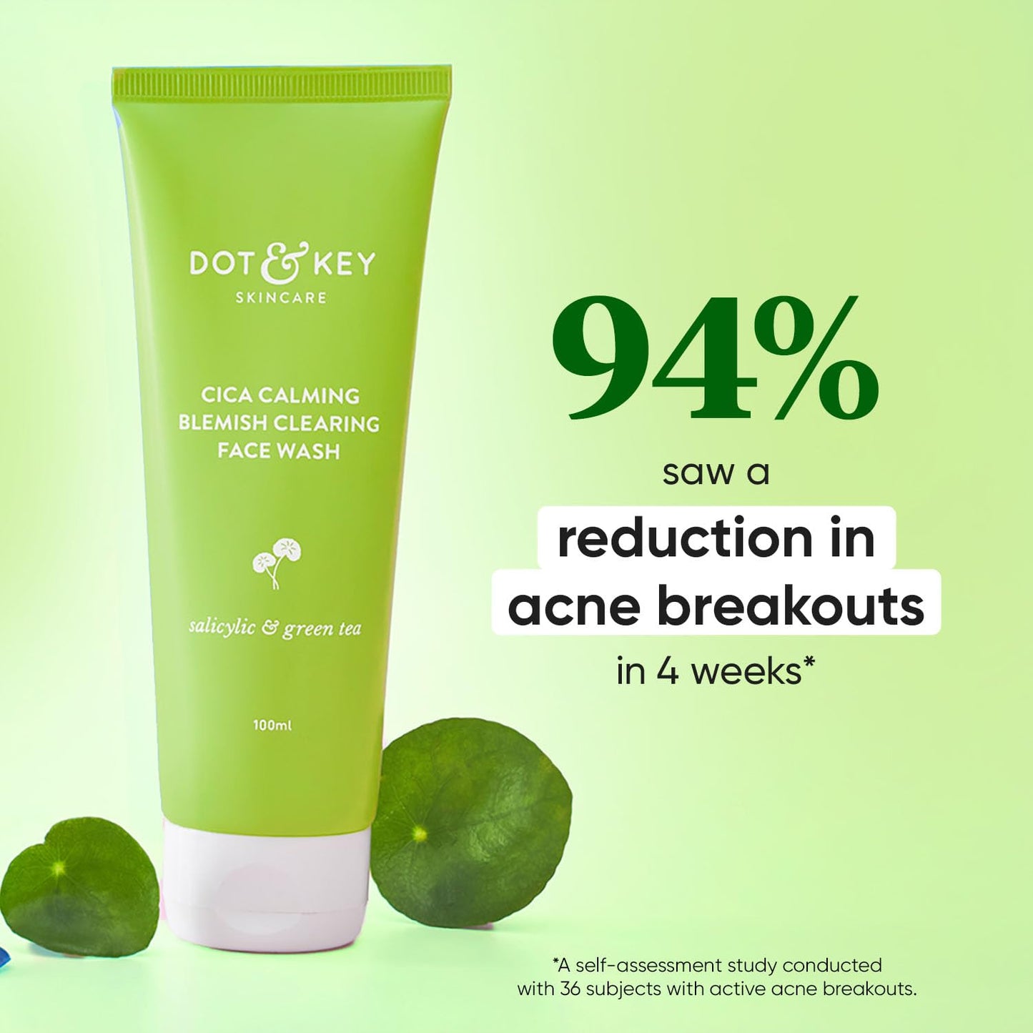 Zephivo Dot & Key CICA Face Wash for Acne Prone Skin, 2% Salicylic Acid Face Wash with Green Tea | For Oily & Sensitive Skin | Sulphate Free Face Wash for Men & Women | Oil Control Face Wash with Zinc | 100ml