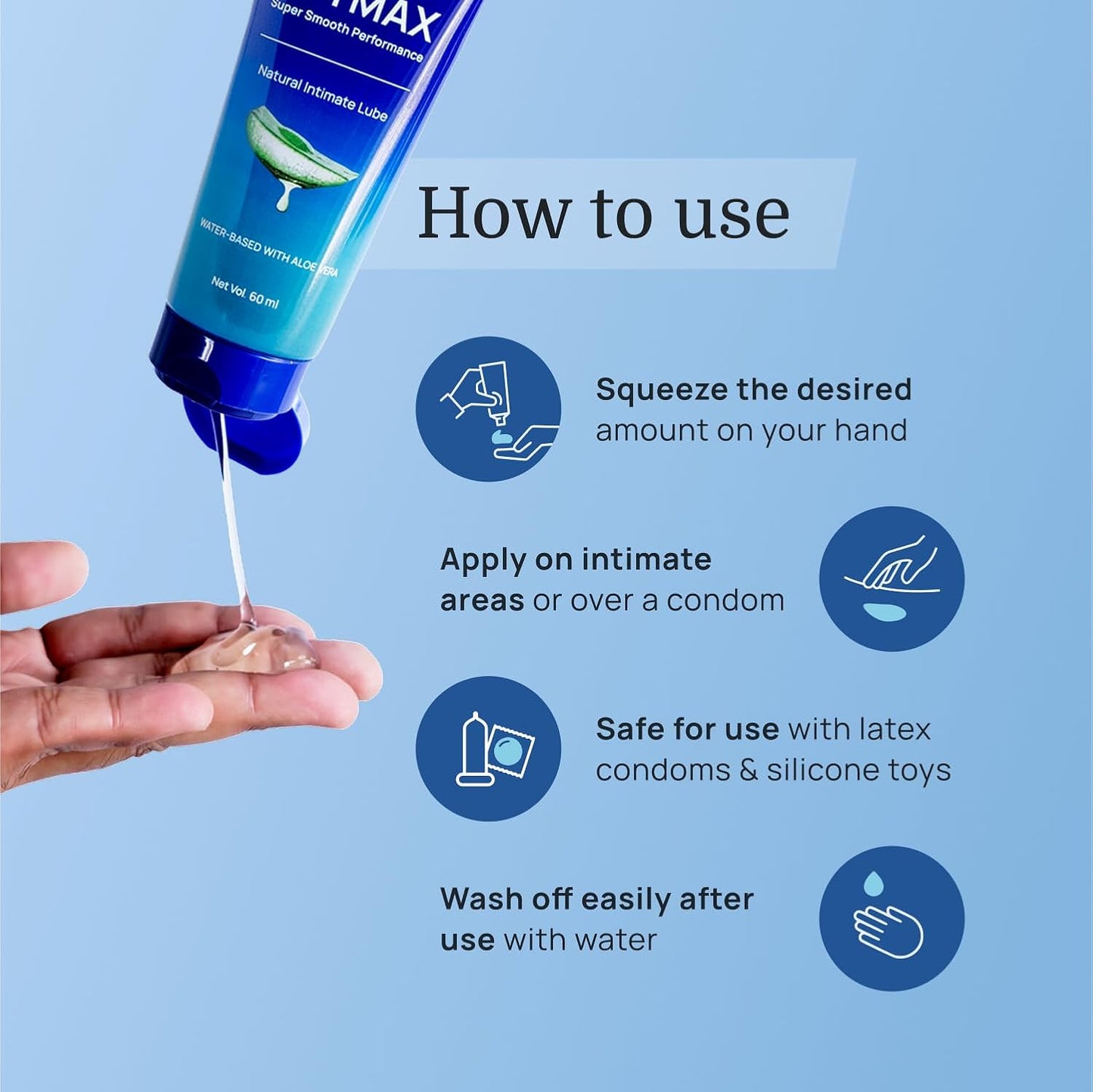 ForMen Water-Based Intimate Lube Gel with Aloe Vera | Lubricant Gel Men & Women | Non-Sticky, Long-Lasting, Anti-Stain & Skin-Friendly - 60 ml (Pack of 1)