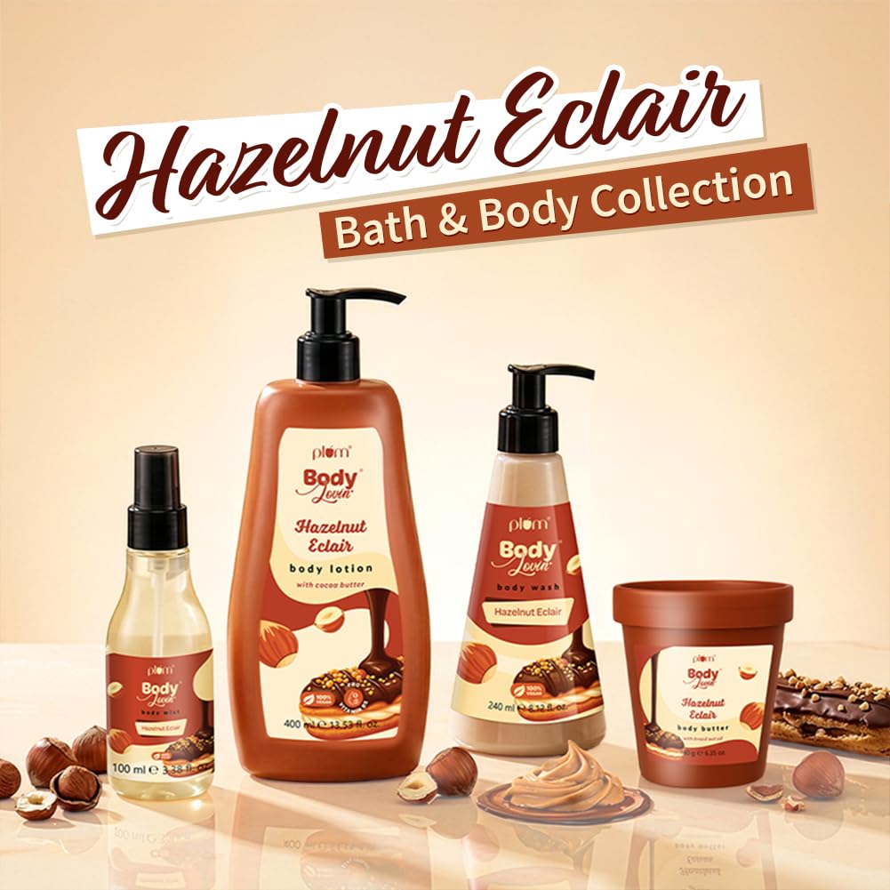 Plum Bodylovin' Hazelnut Eclair Body Mist | Long Lasting Decadent Hazelnut Chocolate Fragrance | Travel-Friendly & Easy To Carry | 100ml