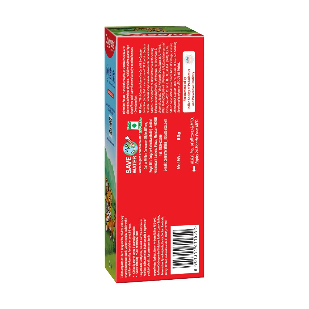Colgate Kids Barbie Manual Toothbrush, Extra Soft with Tongue Cleaner (Pack of 3) & Kids Anticavity Toothpaste for 2-5 Years - 80gm (Strawberry flavour) COMBO