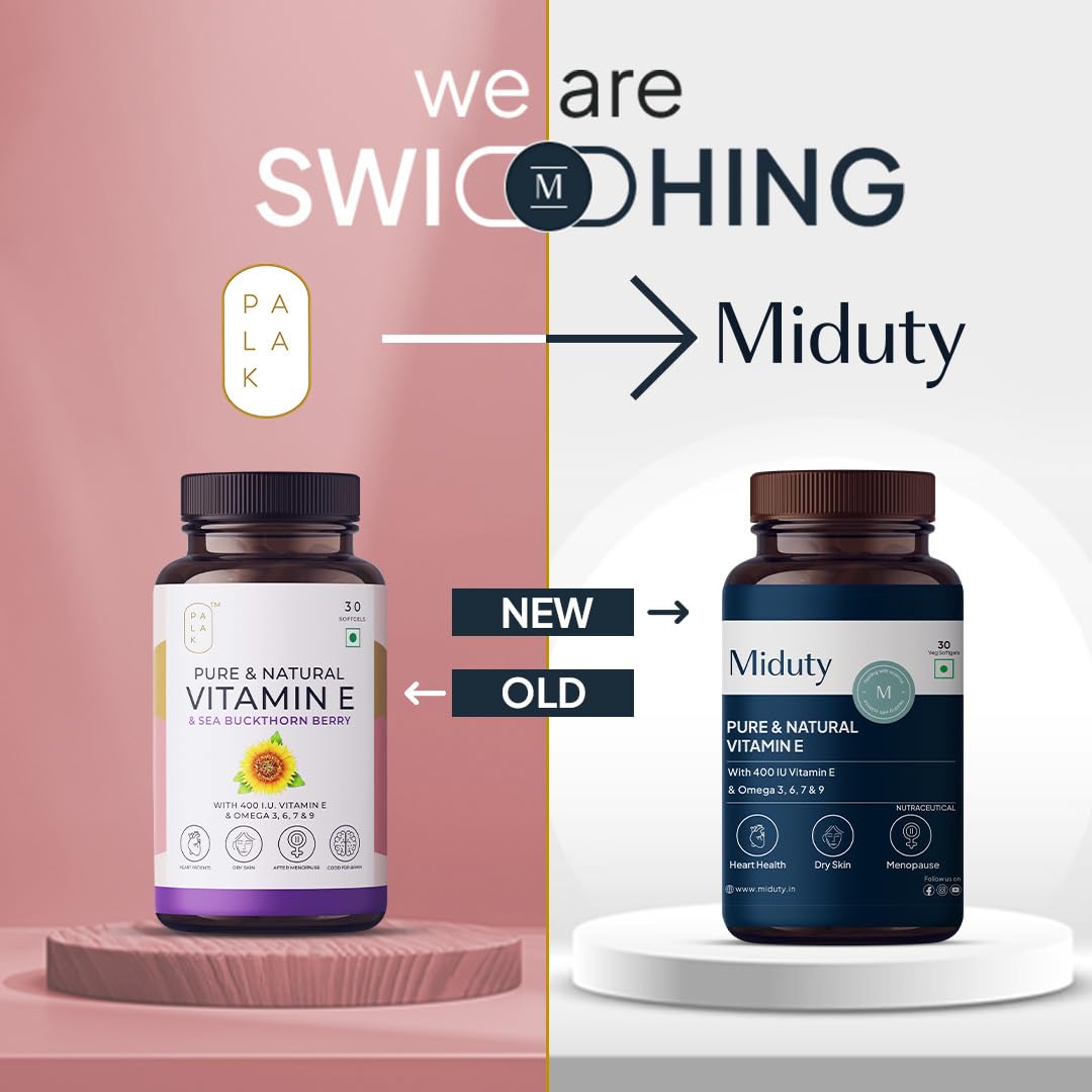 Zephivo Miduty by Palak Notes Pure Natural Vitamin E Capsules, Enhanced with Omega-3-6 - 7-9 - Sea Buckthorn Berry Oil - Boosts Immunity - Balance cholesterol - Better Heart health - 30 Softgel