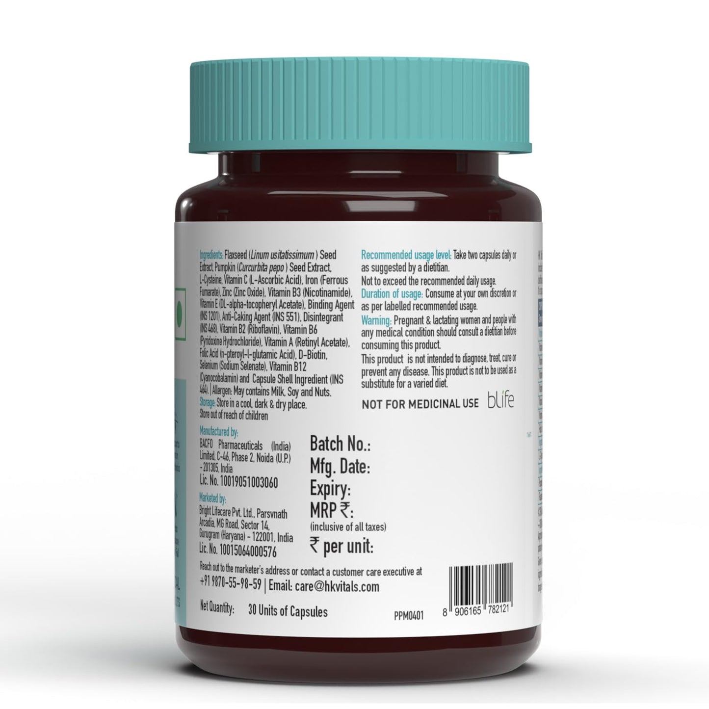 HealthKart HK Vitals Hair Multivitamin with DHT Blockers (30 Capsules) & Biotin Hair Gummies (Strawberry, 30 Gummies) Combo Pack
