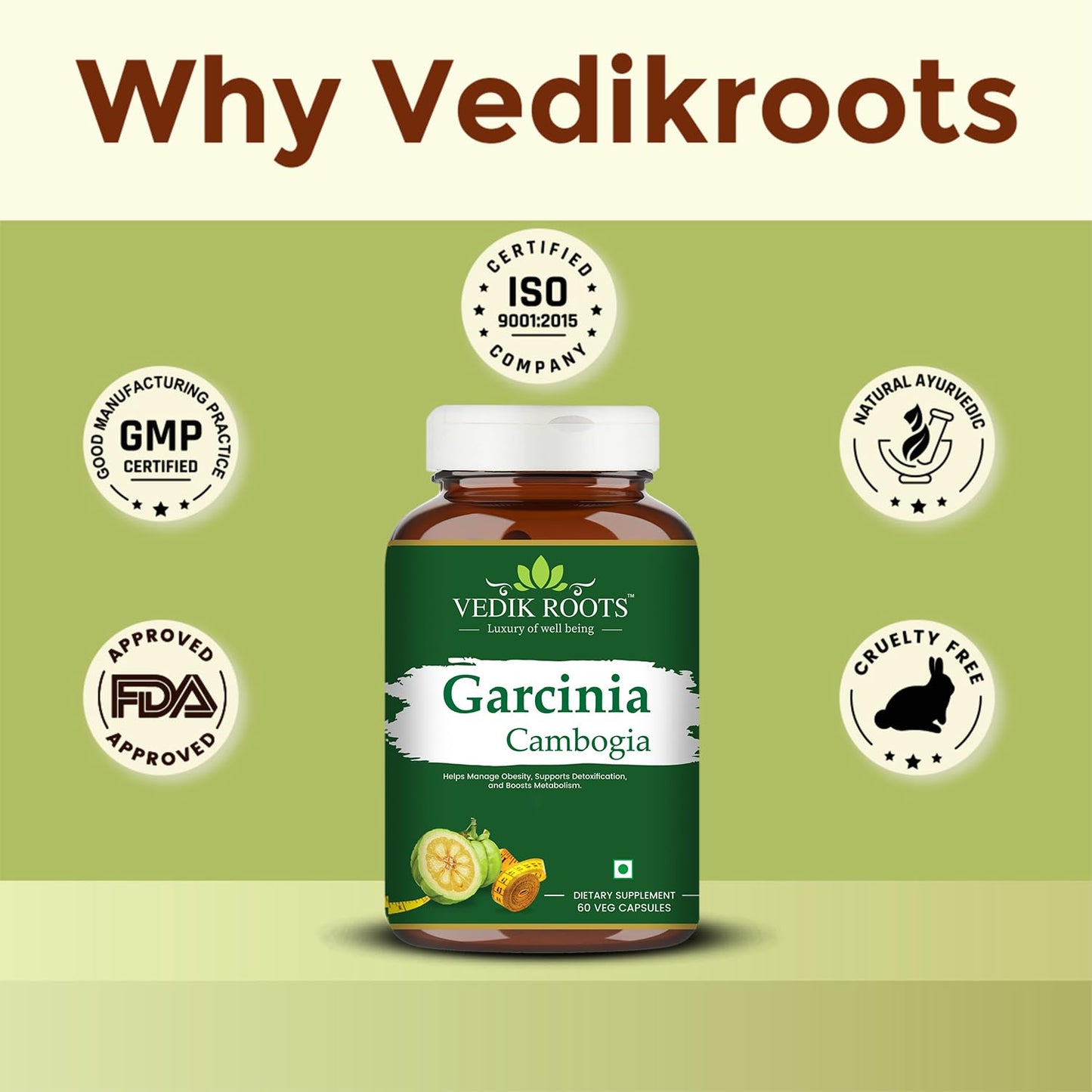 Garcinia Cambogia – Natural Weight Loss & Fat Burner for Belly Fat Control | Supports Appetite Control, Metabolism Boost | Herbal Supplement | 60 Capsules