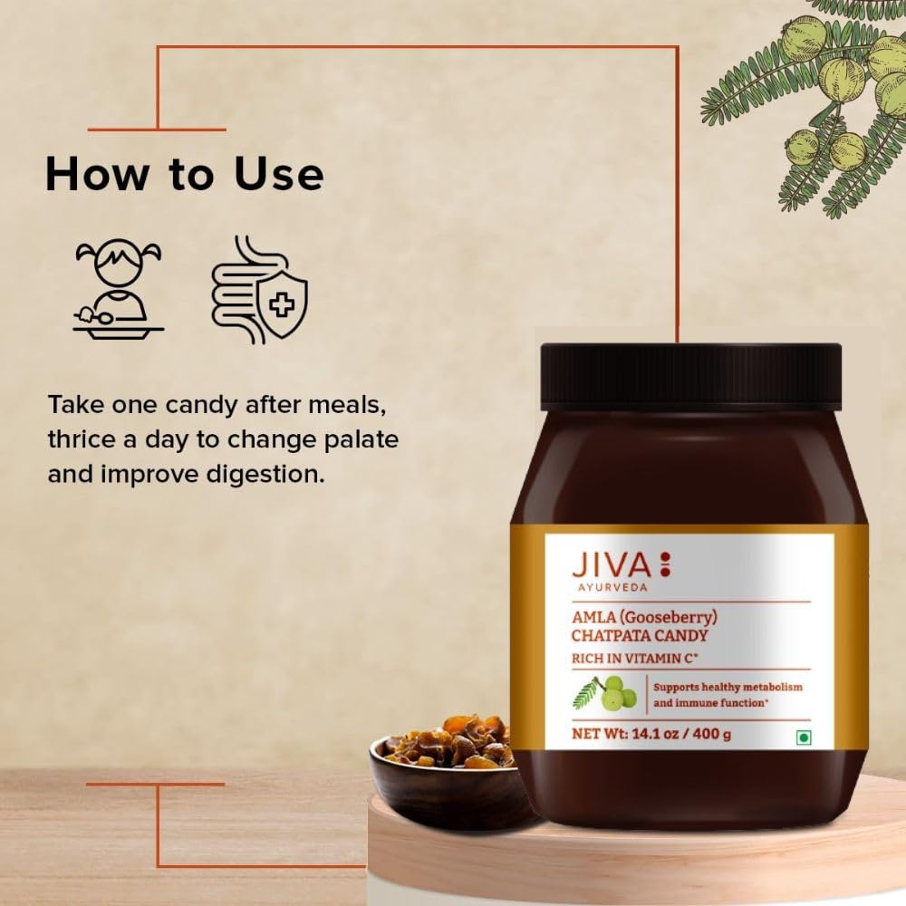 Jiva Amla Chatpata Candy 400gm | Rich In Dietary Fibres & Vitamin C, Boosts Immunity, Supports Healthy Digestion