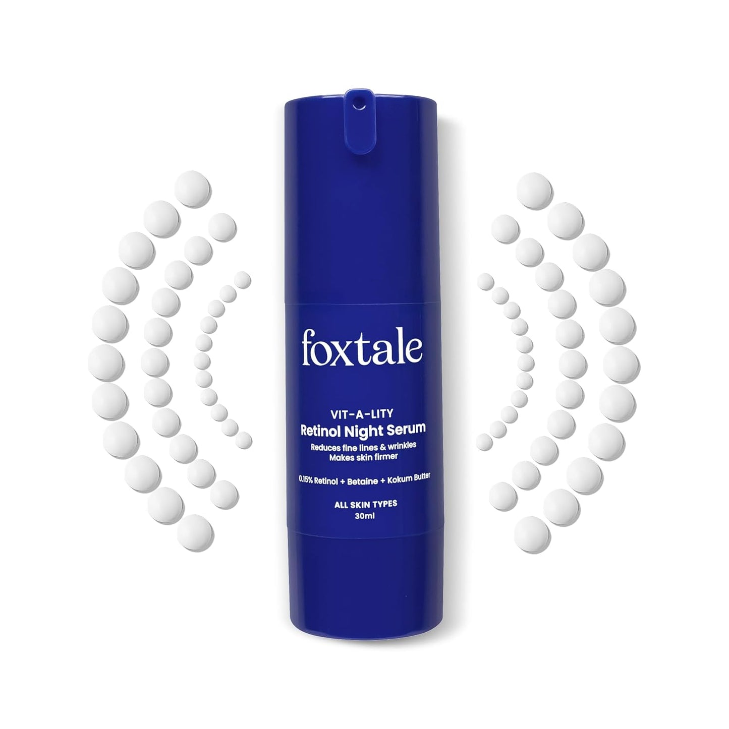 Foxtale 0.15% Beginner Friendly Retinol Night Serum | Anti-Aging Night Cream | Reduces Fine Lines and Wrinkles | No Purging | For Younger-looking Skin | Men & Women | All Skin Types - 30 ml