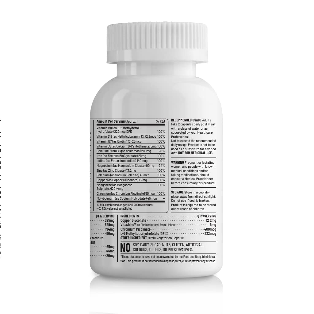 Zephivo Unived Basics Multivitamin & Minerals For Women, 100% Rda Of All Vitamins With Algae Calcium & Plant-Based Vitamin D3 Plus Important Minerals, Complete Formulation For Health & Wellbeing - Capsule