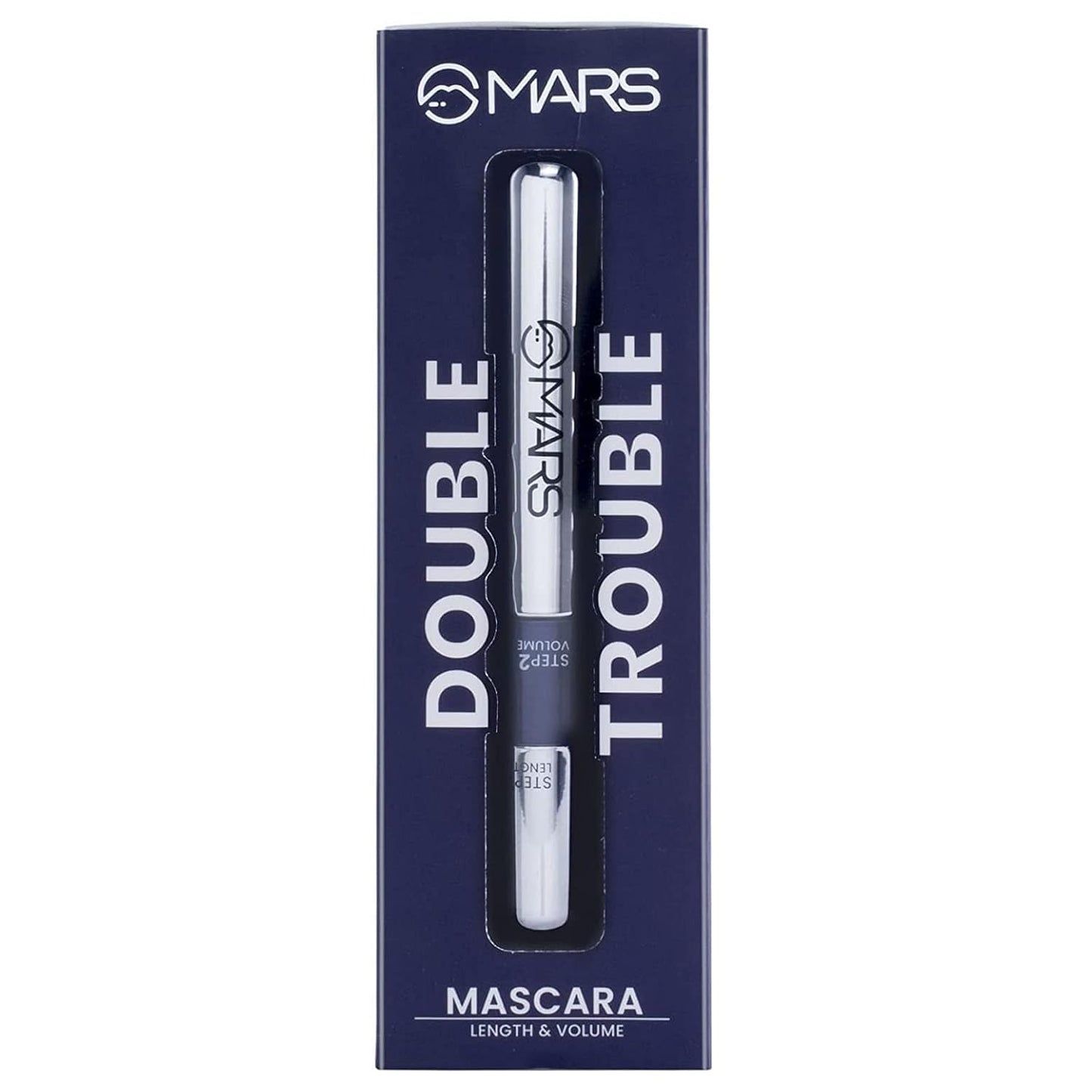 MARS Double Trouble 2-in-1 Mascara (15 ml) | Maximum Volume & Extended Length | Upto 18 Hours | Intense Jet Black | Long Lasting, Clump Free Mascara | Waterproof and Smudge-Proof