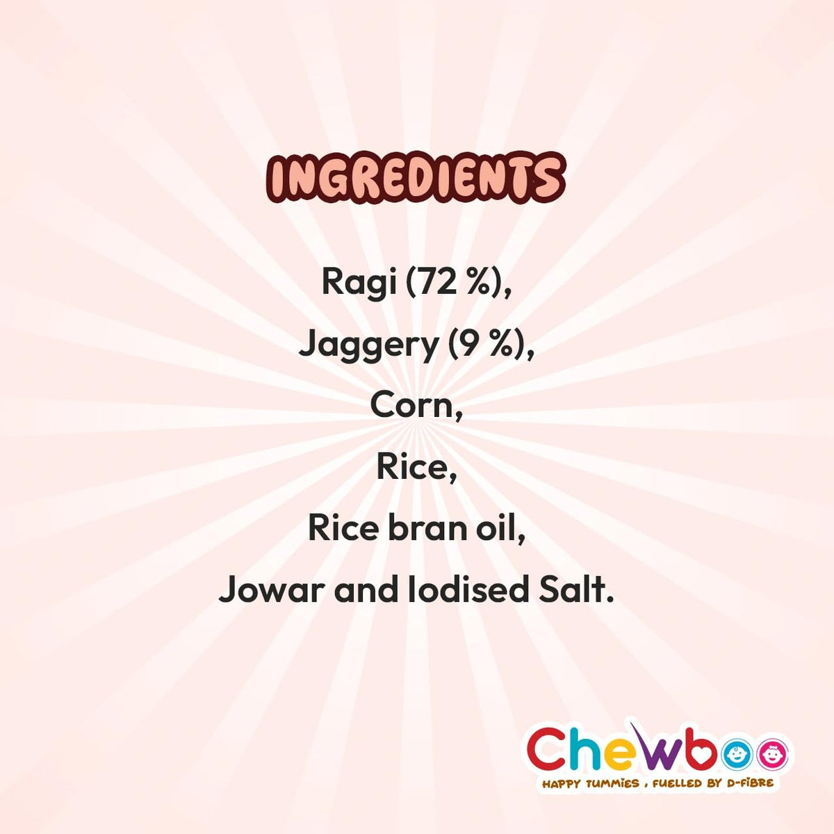 Chewboo Ragi Millet Shells | High Fibre, Iron & Calcium Kids Cereal | 72% Ragi | Jaggery Sweetened | No Refined Sugar | Healthy Breakfast & Snack | 400g
