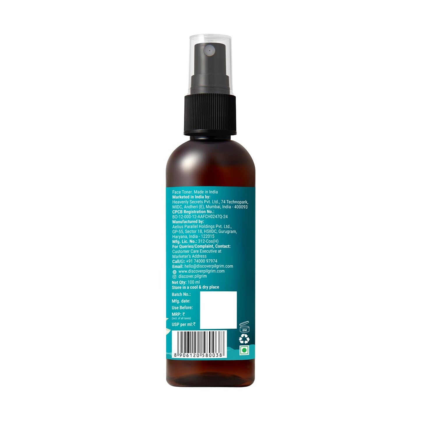 Pilgrim Korean Beauty White Lotus Refreshing Face Mist & Toner | Toner for glowing skin | Alcohol-Free Mist & toner for open pores Tightening | Korean skin care products | Women & Men | 100 ml