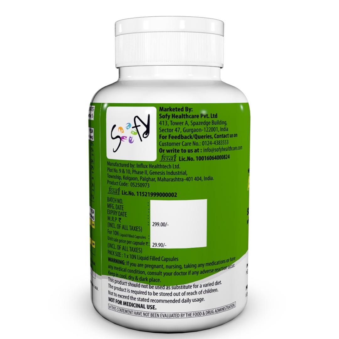 Naturyz Vegetarian Omega 3 Algae + Sea buckthorn Oil Capsules 1120mg | Highest Strength DHA 400mg | Gelatin Free, No Burps, No Fish Oil | Supports Healthy Heart, Skin, Brain & Gut | Plant source for Men & Women | 10 Liquid fill Capsules