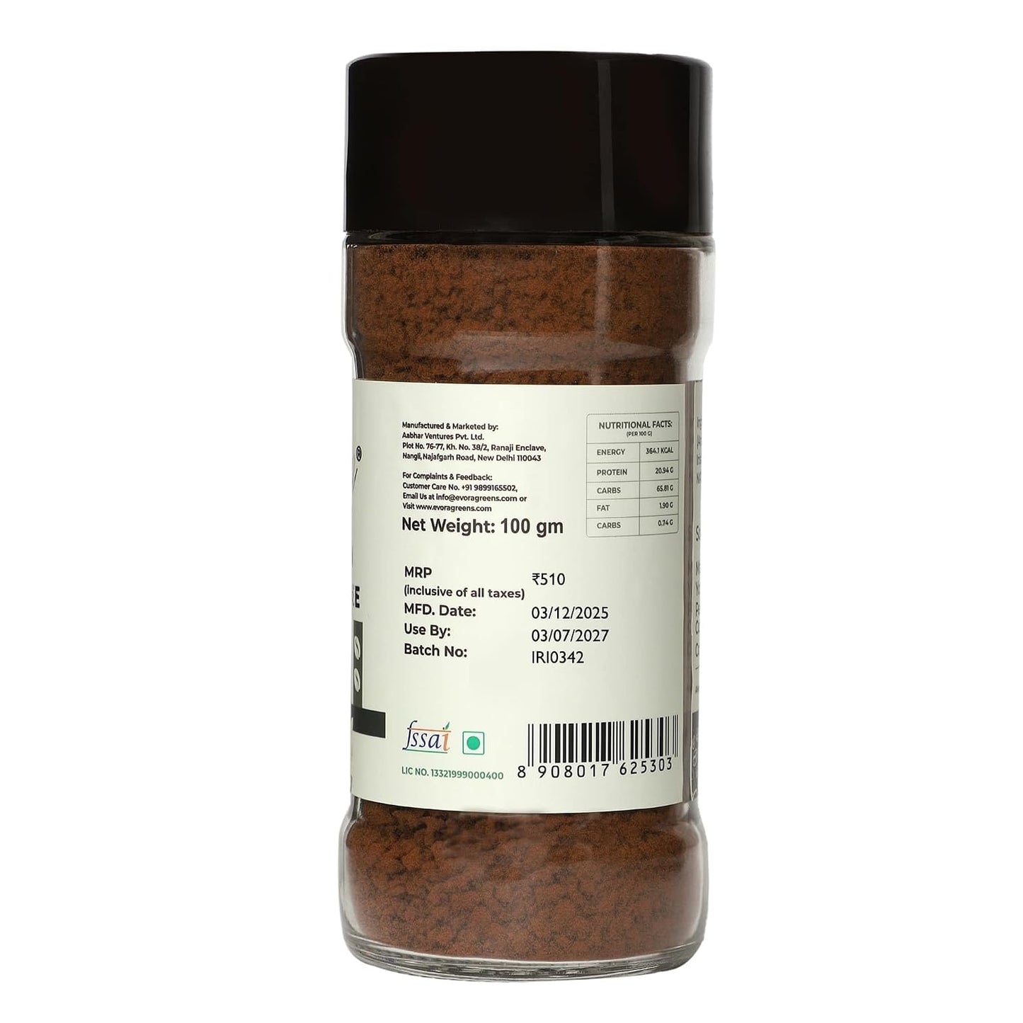 EVORA Greens 100gm Instant Coffee Powder | Irish Cream Flavour | Coffee with Arabica & Robusta Blend - Medium Roast | Make Café Style Hot or Cold Coffee, black Coffee, Cappuccino, Latte at Home | Make 50 Cups
