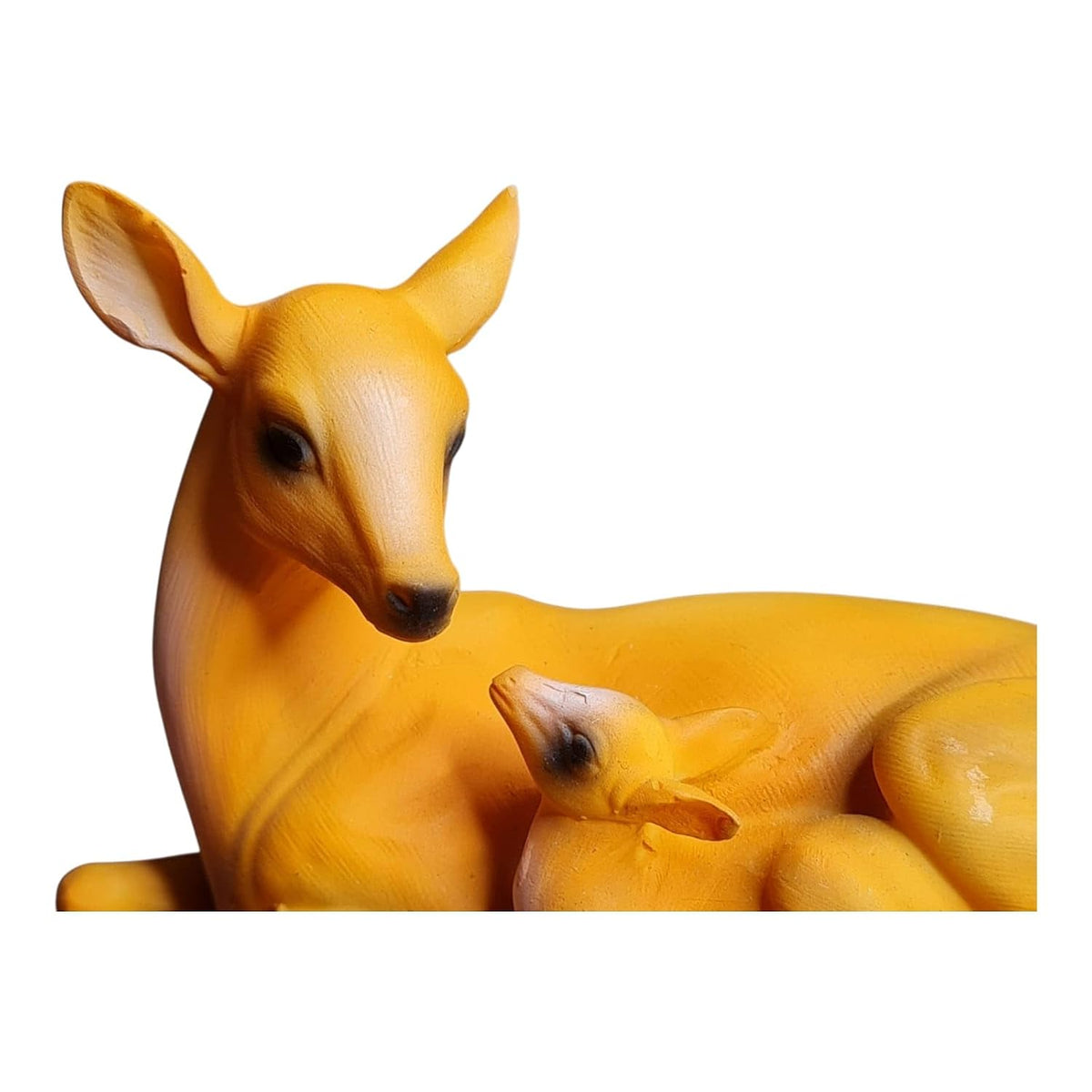 Fiber Resin Miniature Deer with Baby Idol for Home Decor | Decorative Animal Showpiece | Modern Art for Living Room Table Shelf Office Item for Any Occasion| 10x5x8 cm (Regular Quality)