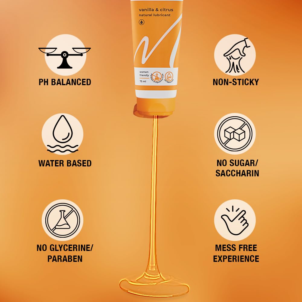 MsChief Vanilla and Citrus Lube Natural Lubricant Gel for Men & Women | Sugar & Paraben Free | With Natural pH | 75ml