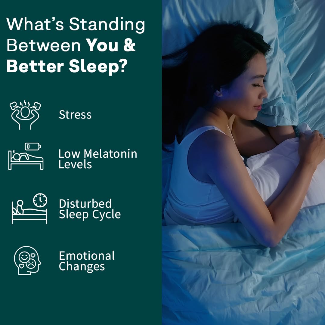 Oziva Magnesium Melatonin For Stress, Anxiety & Sleep | With Bacopa Monnieri Extract | Non-Addictive, Non-Habit Forming | 60 Vegetarian Tablets