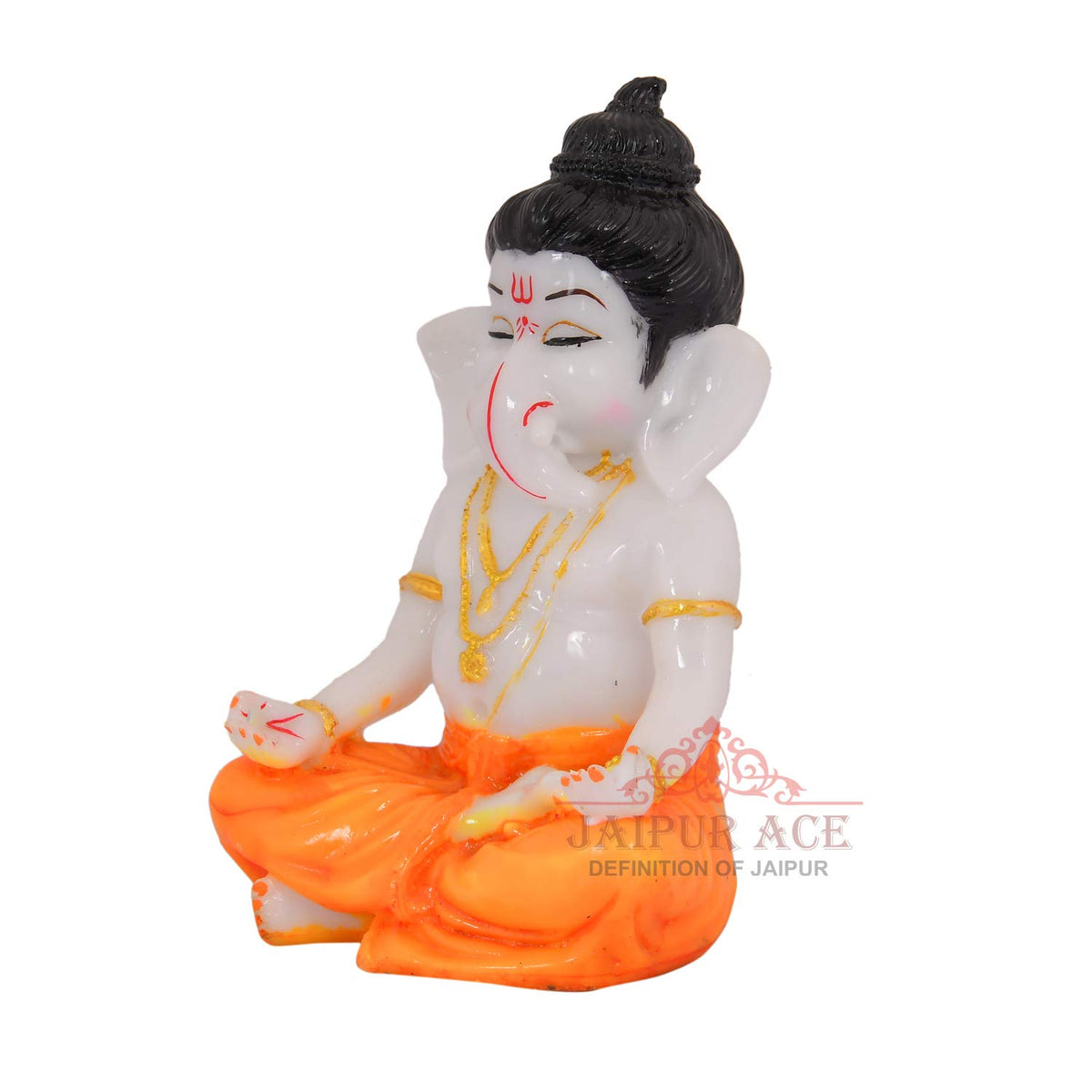 Beautiful Vinayak Ji Statue Best for Home & Office Decor Size (Flute Vinayak) (Meditation Ganesha Orange)