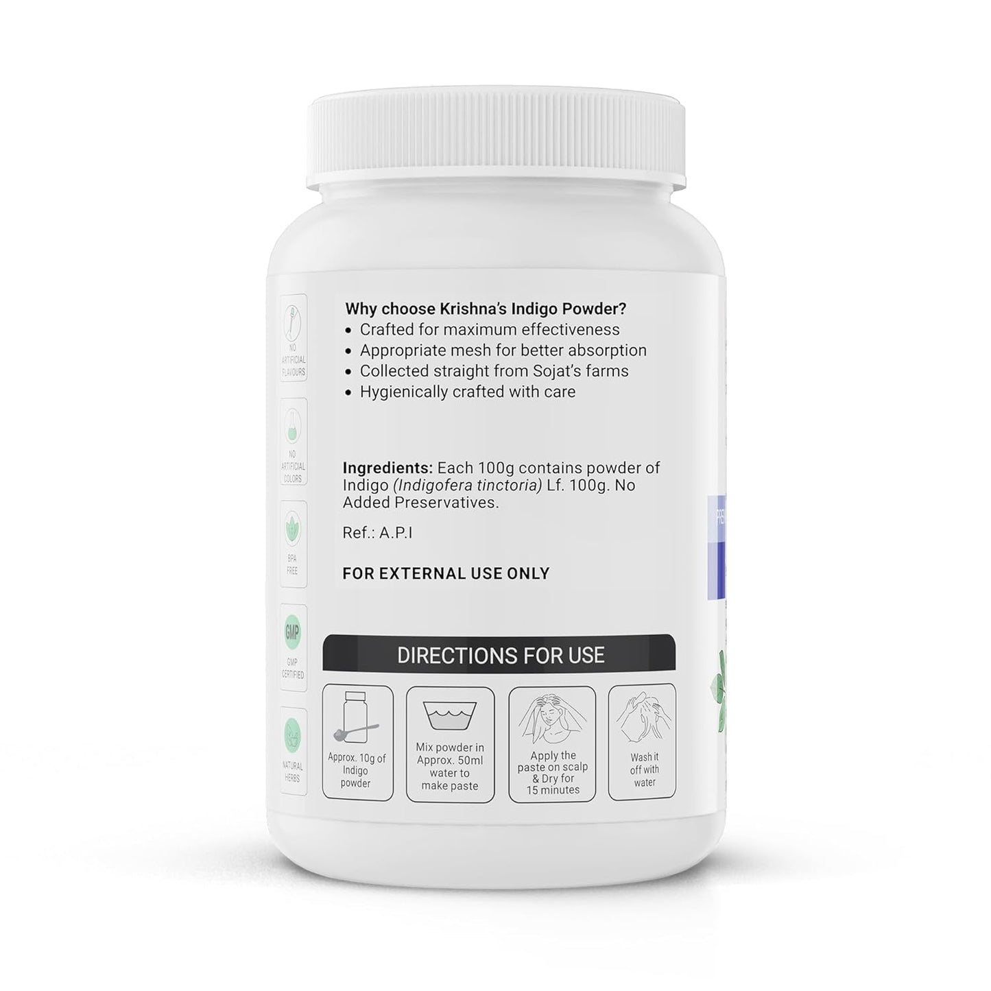 Krishna's Indigo Powder - 100 g | Preservative Free | Organic Powder for Natural Hair Coloring | Protects hair from Damages