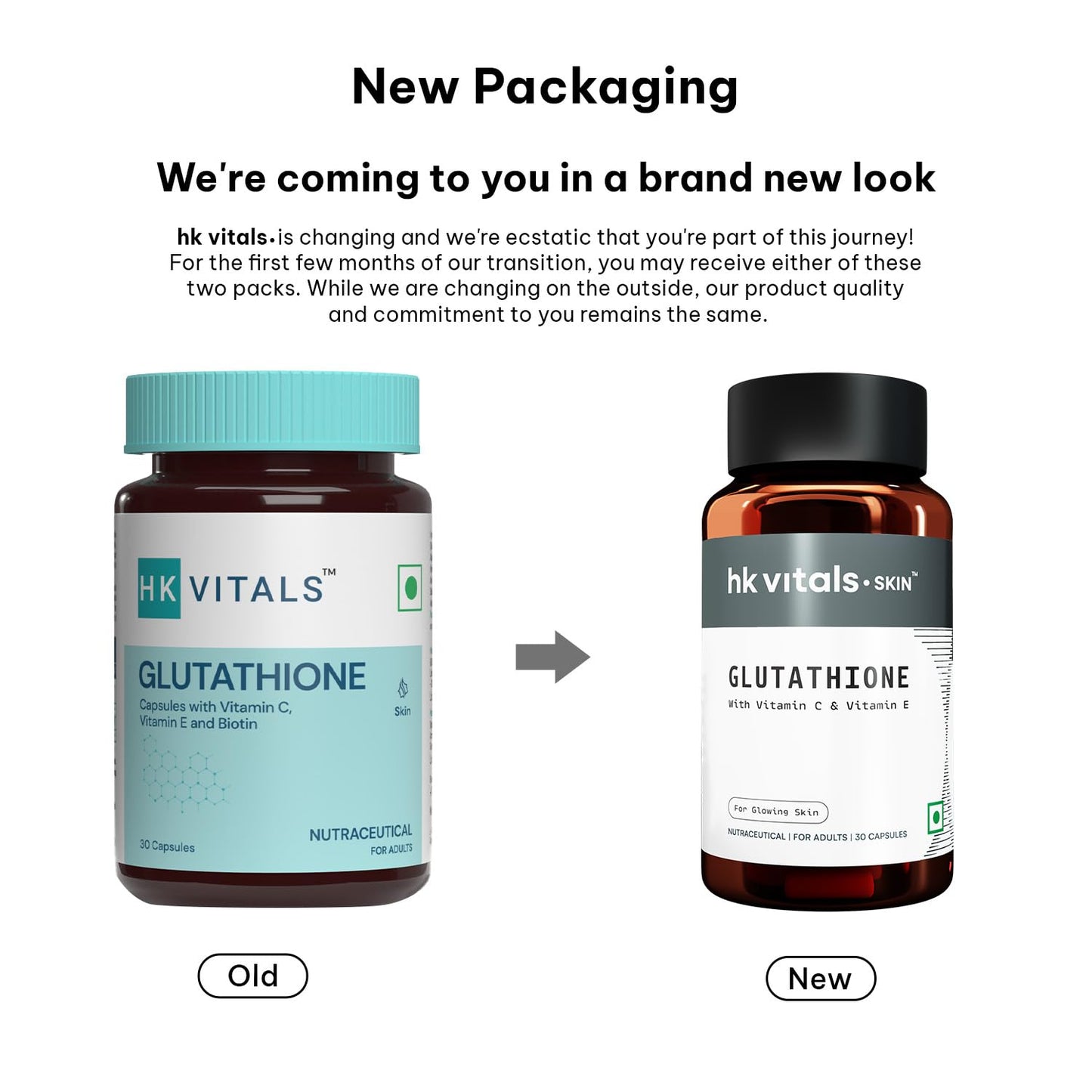 HealthKart HK Vitals Glutathione (30 Veg Capsules) | With Vitamin C & E, Biotin | For Skin Glow and Hydration