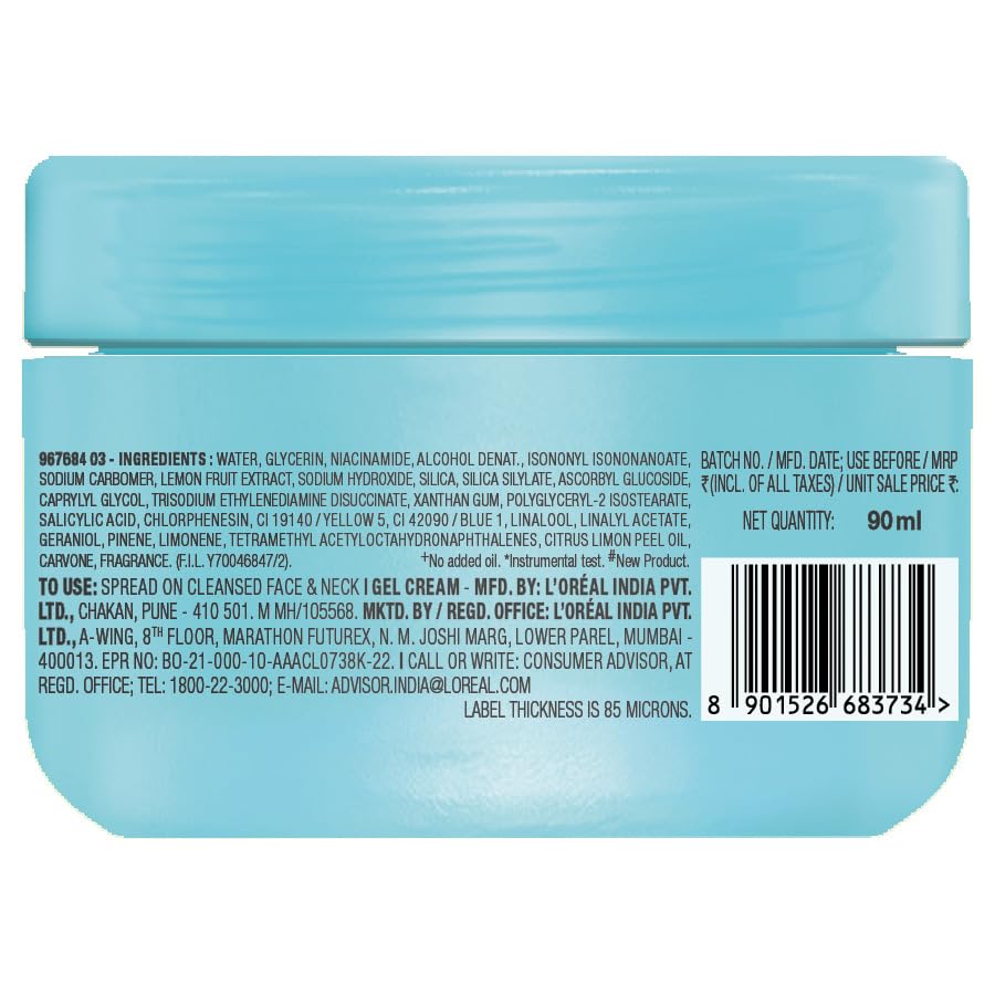 Garnier Fresh & Matte Salicylic Acid Sorbet Moisturizer Cream, Salicylic Acid + Niacinamide + Vitamin C, 9x Lighter Sorbet Cream, For Hydration & Oil Control, Suitable for Oily to Normal & Combination Skin, 90g