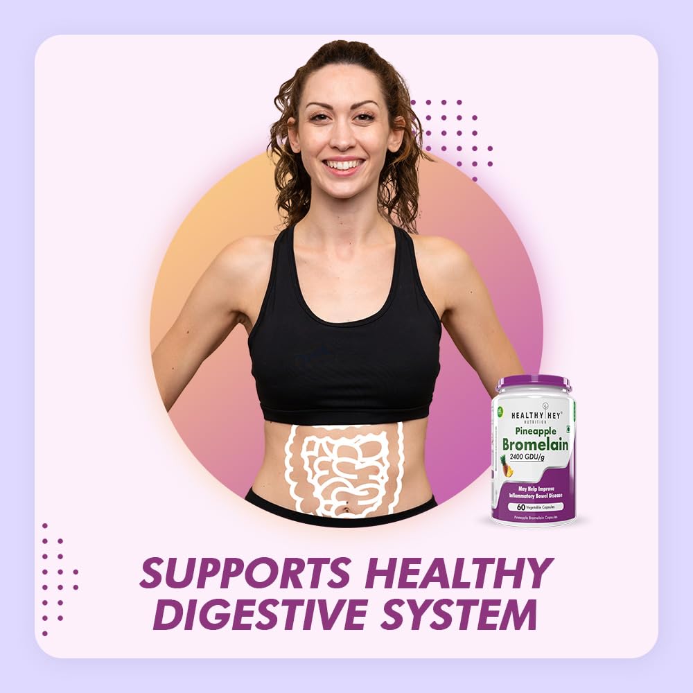 Zephivo HealthyHey Nutrition Bromelain Digestive Enzyme- High Concentrate -60 Veg. Capsules