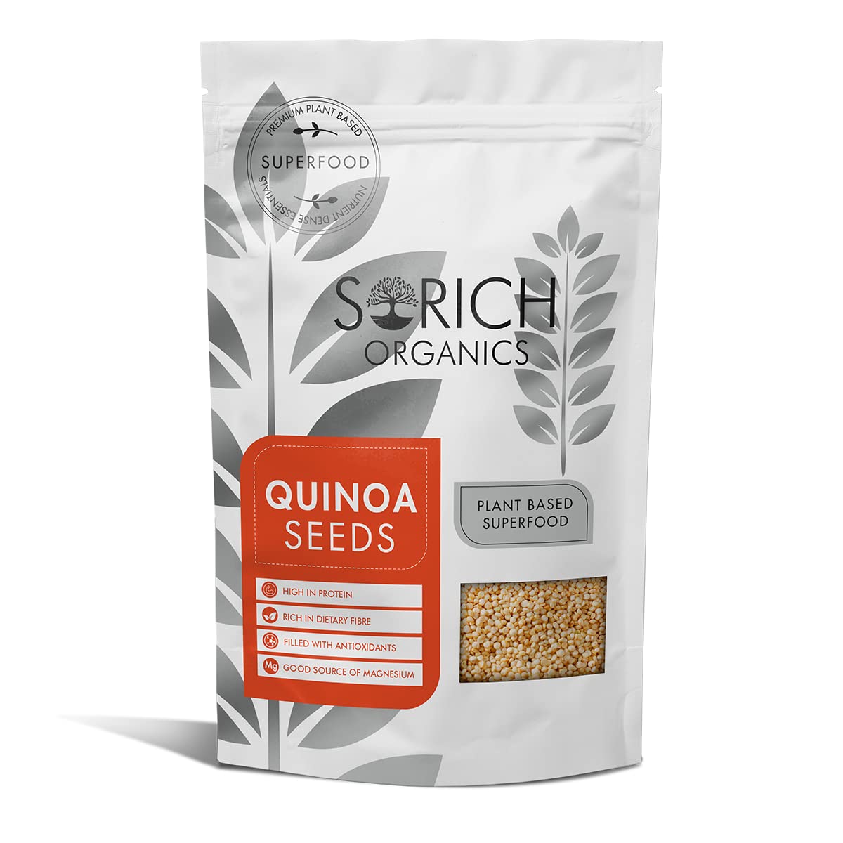 Sorich Organics Raw Quinoa Seeds for Eating Gluten Free Breakfast | High Protein and Fibre | Healthy Cereal for Breakfast | Ideal for Pilafs, Soups & Salads | High Protein & Fiber | Diet Food