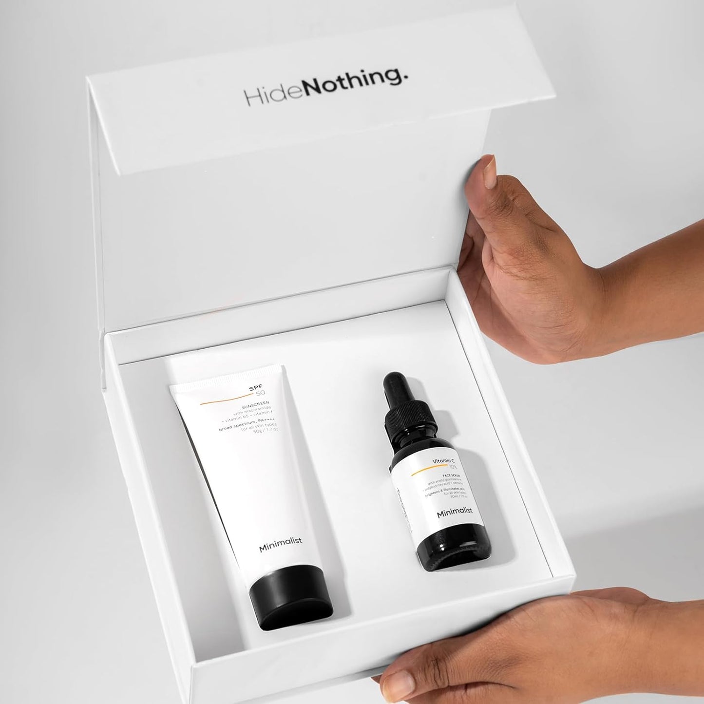 Minimalist Brightening & SPF Skincare Gift Set | Premium Gift Kit for Women & Men | Serum & Sunscreen Combo