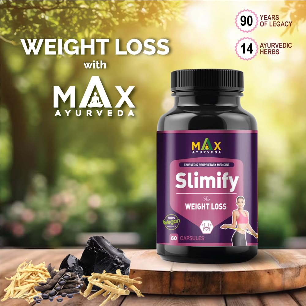 Max Ayurveda Slimify Ayurvedic Capsules For Weight Loss - 60 Capsules