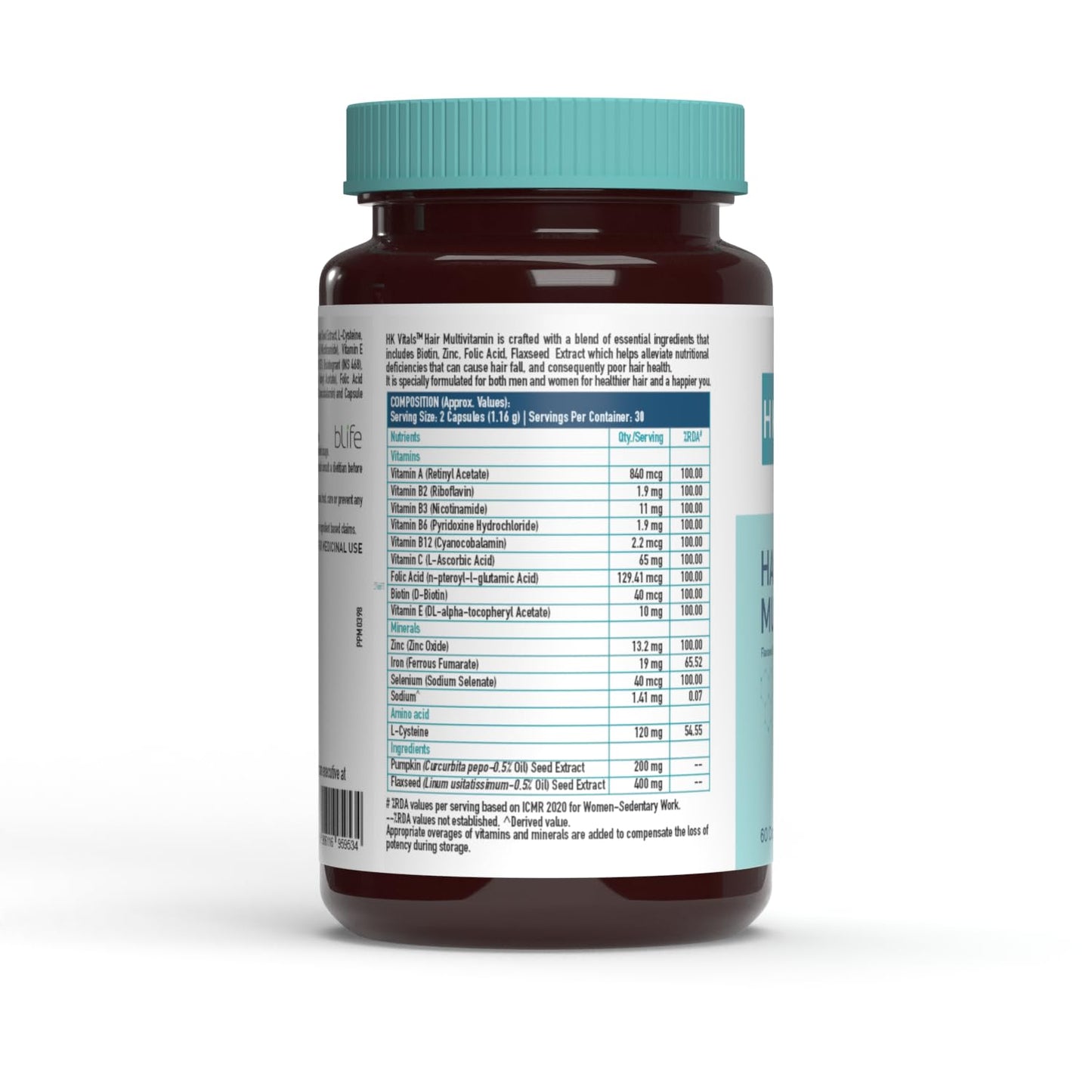 HealthKart HK Vitals Hair Vitamin with DHT Blockers (60 Capsules) | Omega & Biotin, Supports Keratin Synthesis & Helps Reduce Hair Fall