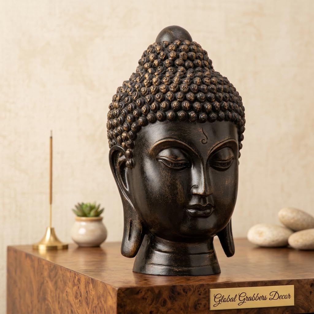 Buddha Idol Statue | Show Pieces for Home Decor Living Room (Antique Golden)