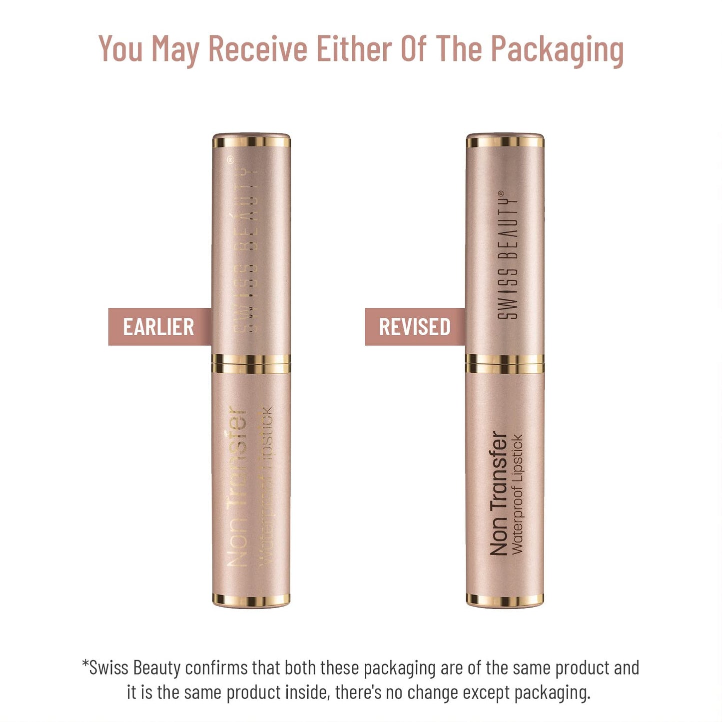 Swiss Beauty Non-Transfer Waterproof Lipstick with Jojoba Seed Oil | Matte Finish | Long-Lasting | Highly Pigmented | Shade- Bare, 3gm