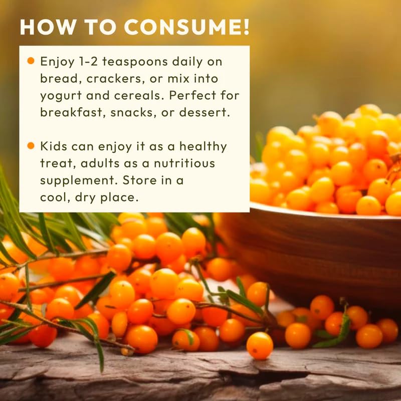 WellWith Sea Buckthorn Jam for Kids 250g, Pack of 1 | No Added Sugar | Made with Himalayan Sea Buckthorn Berries | Natural Fruit Spread for Bread, Toast, Pancakes & Sandwiches | Ideal For Breakfasts and Snacks.