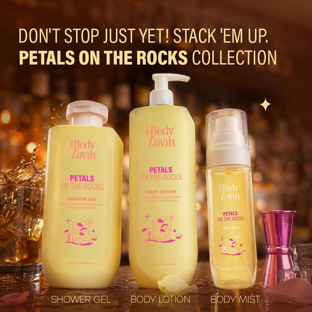 Plum BodyLovin’ Petals On The Rocks Body Lotion | Renewing & Reviving Body Lotion | Lightweight Hydration | Sakura Extract, Hydrolysed Collagen & Chia Seed Oil | Citrus Floral Fragrance | 400 ml