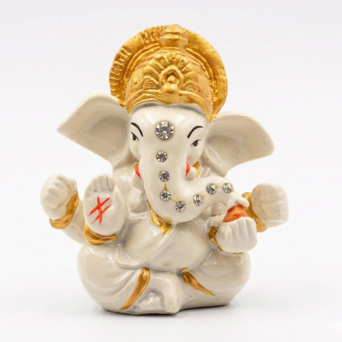 Ganesha Idol for Car Dashboard Ganesha Murti Ganpati Idol Home Decor Puja Lord Ganesh Statue Gift for Office for Office Desk Puja Room Figurine (White 3 inches)