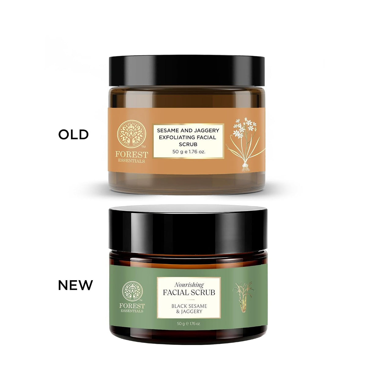 Forest Essentials Nourishing Facial Scrub Black Sesame & Jaggery | Ayurvedic Gentle Daily Face Exfoliator | Deeply Moisturising Face Scrub for Normal to Dry Skin