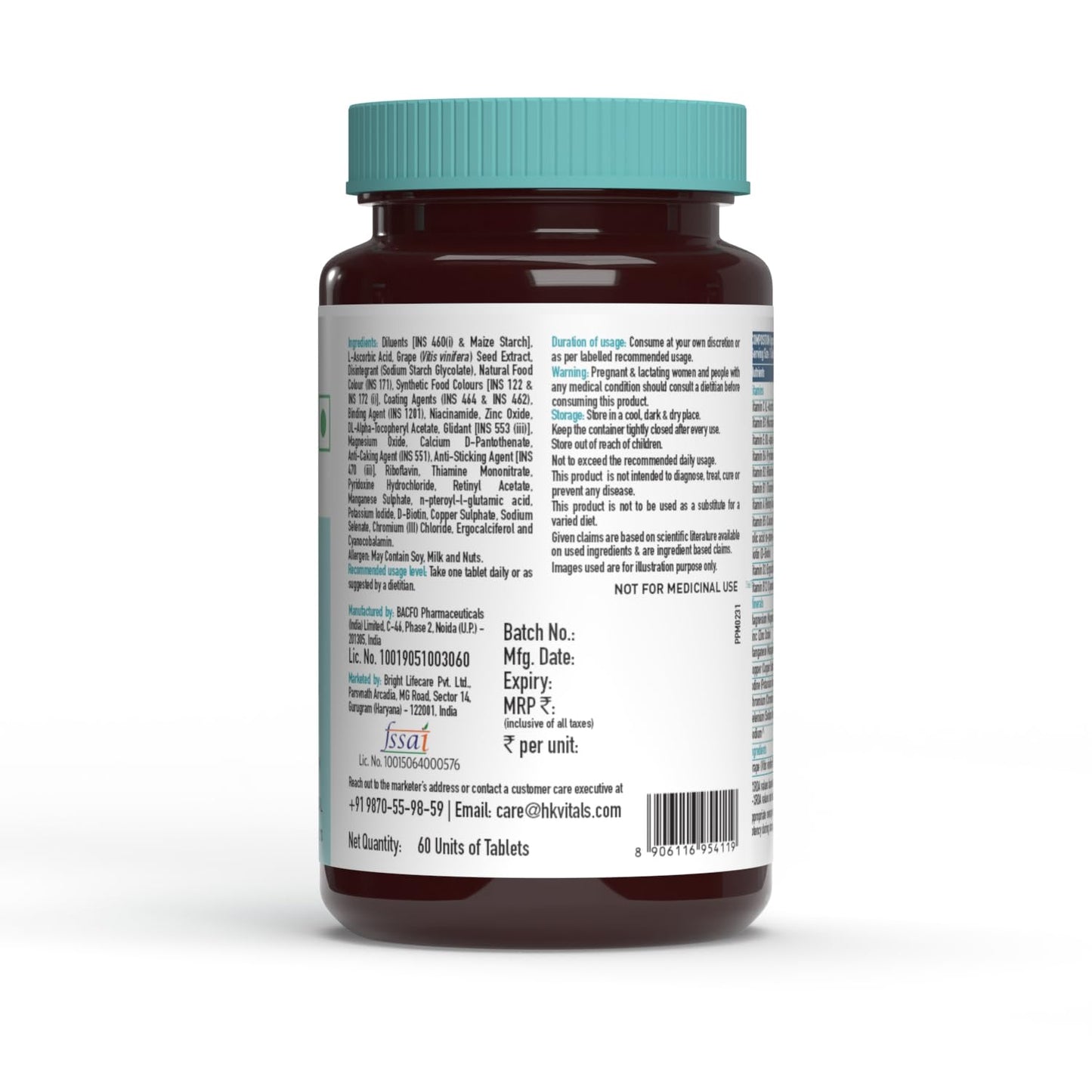 HealthKart HK Vitals Zinc Supplements (60 Tablets) | With Vitamin C, Vitamin D3, Multivitamin and Multimineral | Immunity Boosters For Adults