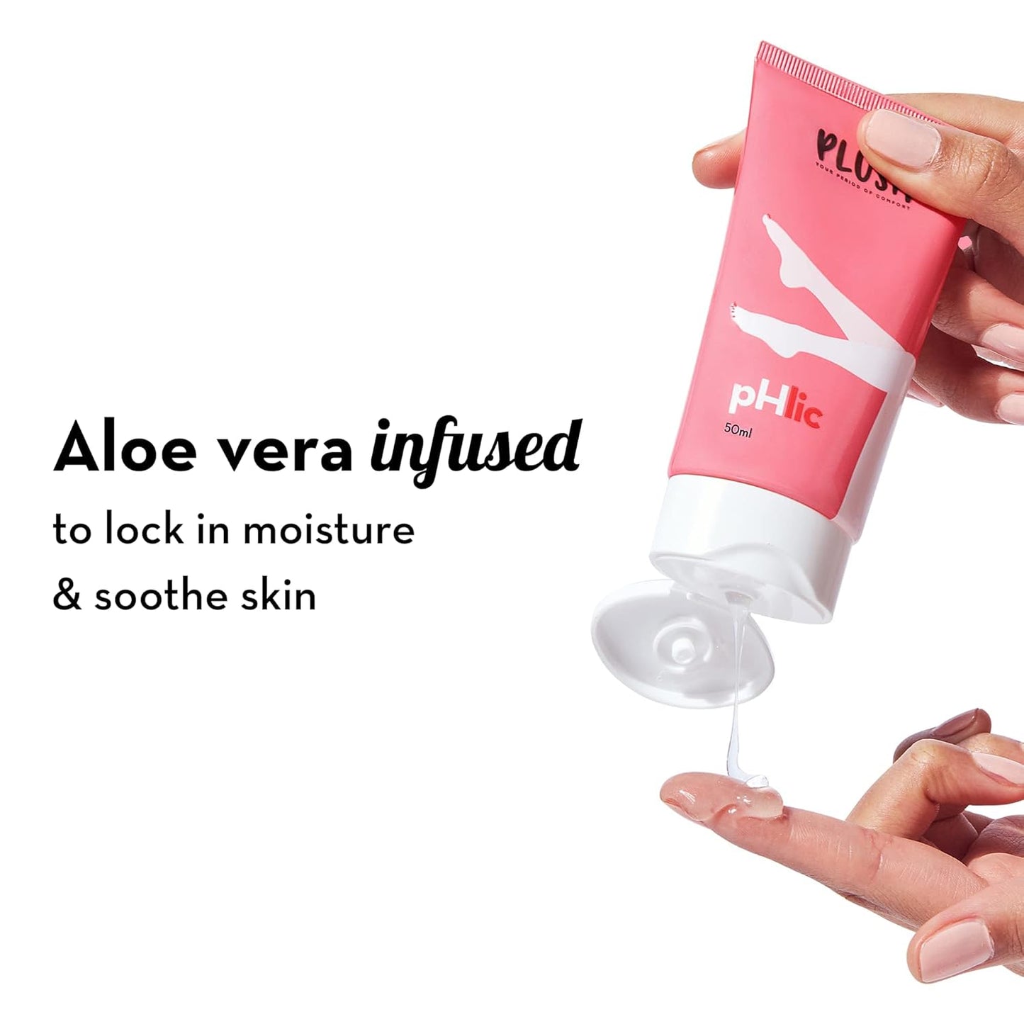 Plush pHlic Aloe Infused Personal Lubricant For Men & Women- Strawberry, 50ml | Skin Friendly pH Balanced Lube Helps Prevents Dryness | Easy To Wash Off & Convenient For Use