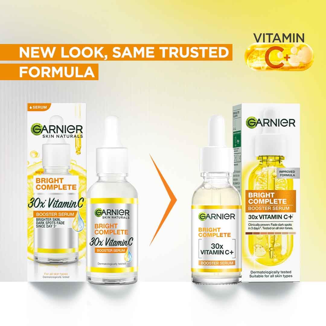 Garnier Vitamin C + Face Serum for Skin Brightening & Anti-Dark Spots|100X Stronger than Vit C |2% Niacinamide 0.5% Salicylic Acid/BHA |Suitable for Oily, Dry, Sensitive Skin |For Men & Women 30ml