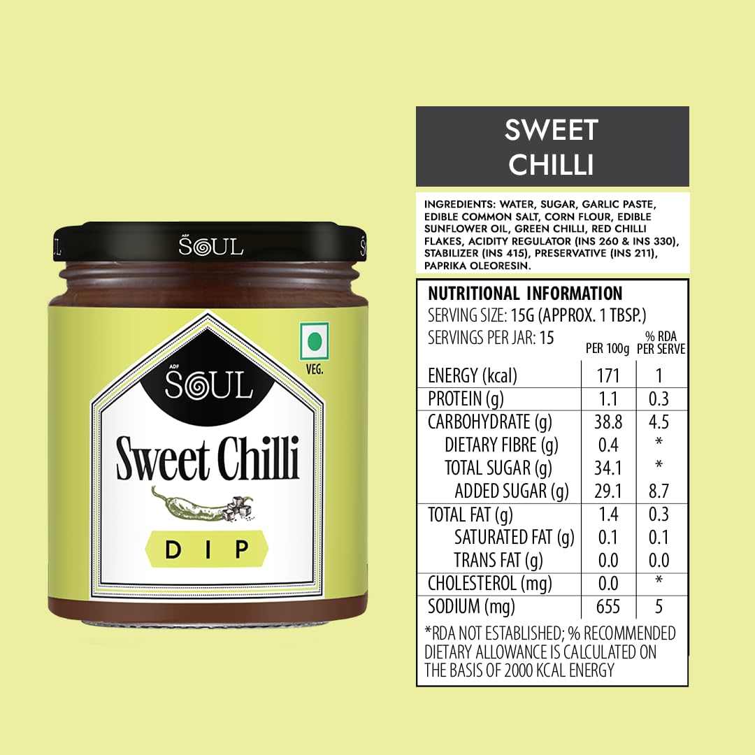 ADF Soul Sweet Chilli Dip | Sweet & Mildly Spicy Sauce With Red Peppers & Garlic | Ideal With Finger Foods & Spring Rolls | 230g.