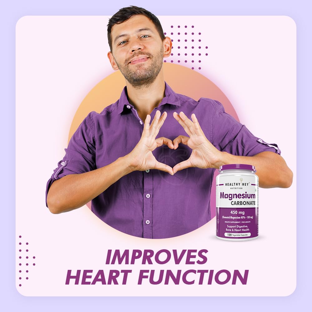 HealthyHey Nutrition Magnesium Carbonate 450mg - 120 Vegetable Capsules