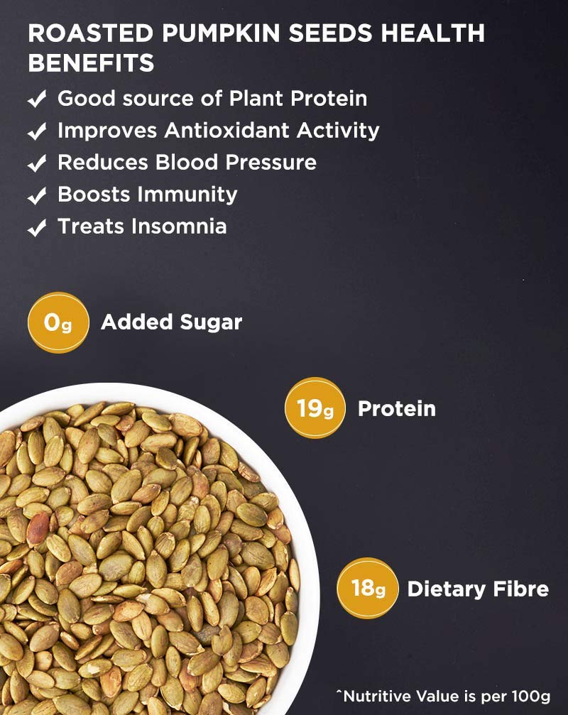 True Elements Roasted Pumpkin Seeds 500g - Protein Snacks | Premium AAA Grade Seeds for Eating | Immunity Booster Seeds | Fibre Rich Superfood