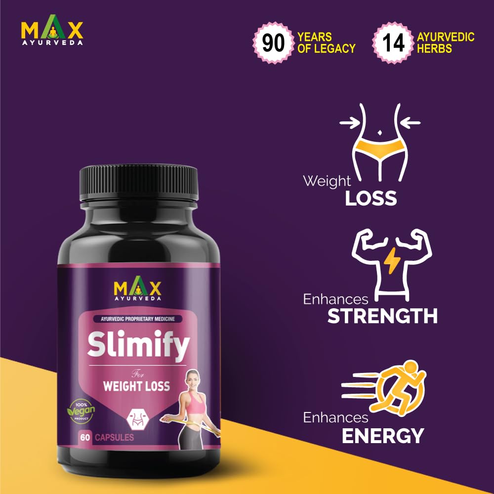 Max Ayurveda Slimify Ayurvedic Capsules For Weight Loss - 60 Capsules