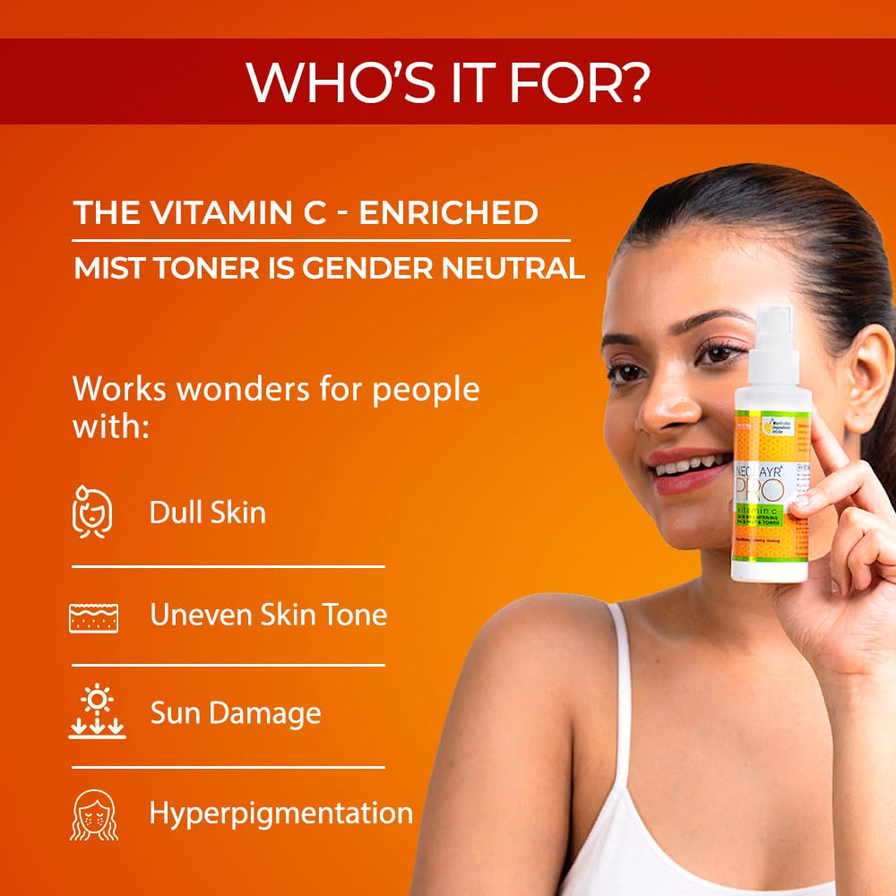 NEOLAYR PRO VITAMIN C SKIN BRIGHTENING FACE MIST & TONER 100 ML I Restores pH balance I Protects from sun damage I Brightens Dull Skin I Tightens Pores